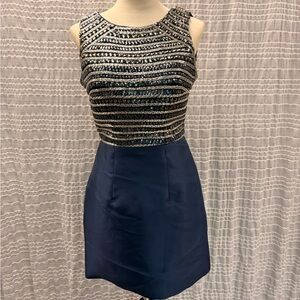Val Stefani Navy and Silver Mini Dress